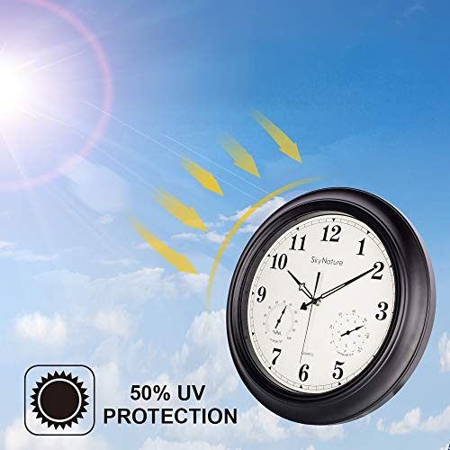 image for SkyNature Large Outdoor Clock, 18 Inch Waterproof Clock with Temperatu
