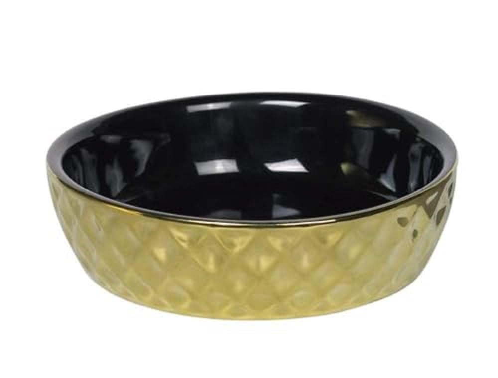 Nobby Cat Ceramic Bowl Gold, Gold, Diameter 14.0 x 4 cm, 0.25 L, 1 Piece, Black