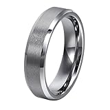 Will Queen 6mm Beveled Matte Tungsten Carbide Rings for Men Women Comfort Fit Wedding Bands Promise Rings