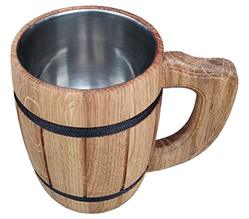 Wooden Beer Tankard Beer Mug Capacity: 20 oz (0.6 liters). Wooden Beer Stein - Wood Carving Beer Mug of Wood Eco Friendly Great Beer Gift Ideas Beer Mug for Men. Color Beige