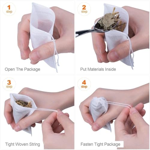 Arabest Disposable Tea Filter Bags, 400pcs Safety and Environmental Food-grade Drawstring Tea Bags, Natural Tea Filter Bags for Loose Tea, Tea Strainer Suitable for Tea, Coffee, Spice (8x10cm)