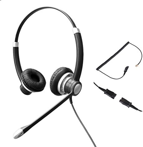 Audicom Wired Call Center Headset Headphone with Mic + Quick Disconnect for Telephone Aastra 6757i Avaya 1416 2420 5410 Mitel 5330 NEC Aspire DT300 DSX ShoreTel IP230 Polycom IP Phones(H702RQDRJ1A)