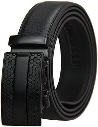 GAFASTWO Men's Genuine Leather 35mm Ratchet Dress Belt with Automatic Buckle Holeless