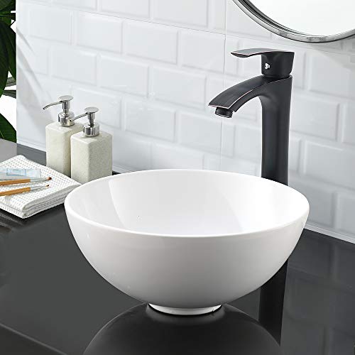 VASOYO 13"x13" Round Bathroom Sink Above Counter White Vessel Sink