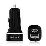 USB Type C Car charger, Nekteck 5.4A USB-C Car Charger Adapter with Type C and Standard USB A Outputs for Macbook 12 Inch, LG G5, Google Nexus Pixel/ Pixel XL, 5X/6P, HTC 10 and More, Black
