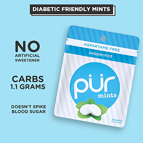 PUR Mints Sugar Free Mints 100 Xylitol Vegan, Aspartame Free