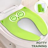 Firares Upgrade Folding Large Non Slip Silicone Pads Travel Portable Reusable Toilet Potty Training Seat Covers Liners with Carry Bag for Babies, Toddlers and Kids, Green