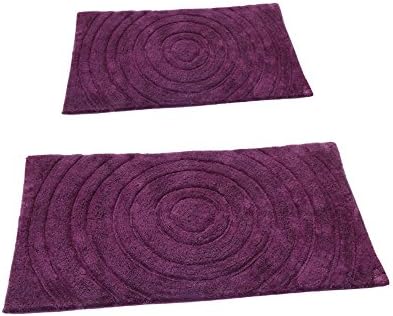 Castle Hill CH-BR-17X24&amp;24X40-ECH-2PCS-AUB 2-Piece Bath Rug Sets, 17 by 24-Inch/24 by 40-Inch, Aubergine