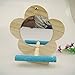 Bird Mirror Toy with Perch Wooden Parrot Hanging Stand Play Cage Toys for Parakeet Budgies Cockatiel Conure Finch Lovebird Cockatoo (Random Color) (Flower Shape)thumb 3