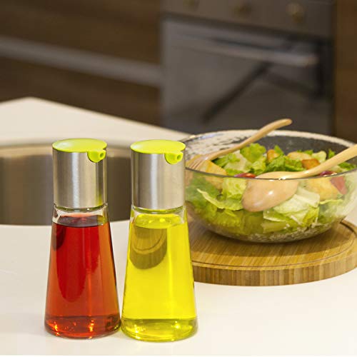 Evelyne GMT-10201-G Oil Vinegar 2 Pieces Dispenser Cruet Set Glass Bottle Soy Chilli Sauce