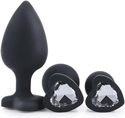 Pack of 3 Heart-Shaped Steel Jeweled Sexy Stimulation Toys Small/Medium/Large