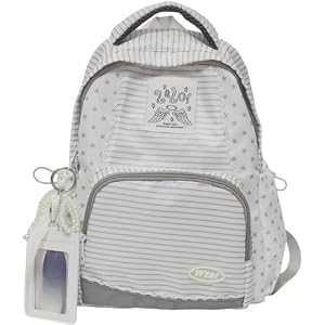 irLocy Y2k Star Backpack Whimsical Twee Wing Backpack Cute Stripe Bookbag Japanese Medium Daypack Cutecore Supplies (Large St