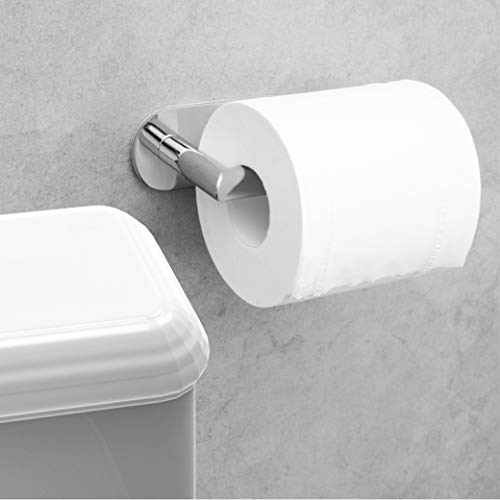 Polarduck Self Adhesive Toilet Paper Holder Chrome, 3M Toilet Paper Holder, SUS 304 Stainless Steel, Toilet Paper Roll Holder No Drilling for Bathroom & Kitchen (Silver)