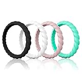 Egnaro Silicone Wedding Rings for Women, Thin and Stackble Rubber Wedding Bands,Size 4-9,Comfortable fit,No-Toxic,Skin Safe