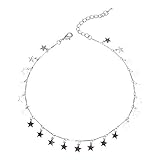 Manerson Lucky Star Choker Necklace Pendant Disc Chain Statement Necklace For Woman Jewellery Silver Tone