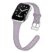 MEFEO Compatible with Fitbit Versa Bands, Slim Soft Silicone Sport Band Thin Narrow Wristband Replacement Strap for Fitbit Versa/Versa 2/Versa Lite Edition Women Men (Purple Gray, Small)