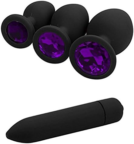 Hallecom 82-4Pcs/Set SiliconeTrainer Kit-Bûtt Pl'ugs Beads Purple gems The Back Massage Toys (Purple3)