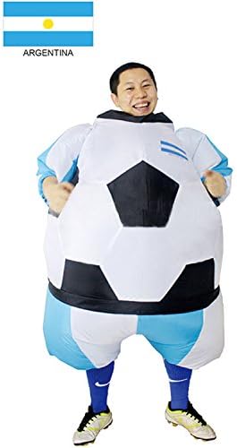 Inflatable Soccer Club Football Fan Jersey Cosplay Costume Halloween Funny Party Dress Up Bodysuit (Argentina)