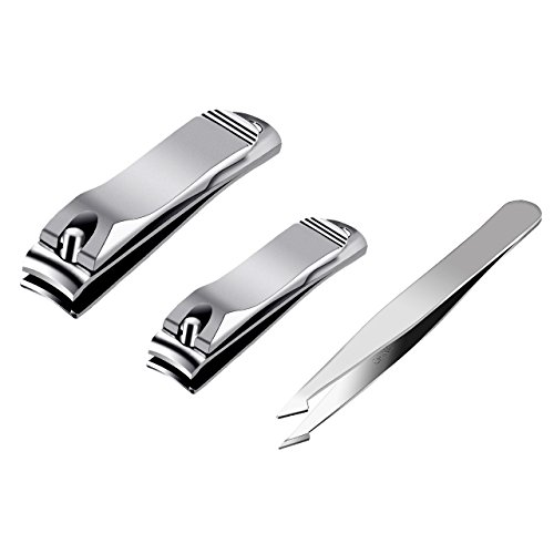 OMorc Nail Clippers Set Fingernail and Toenail Clipper Cutter, 2PCS Stainless Steel Sharp Sturdy Trimmer Set for Men and Women, Anti-skid Wide Easy Press Lever, Ergonomic Design, Come with Professiona