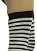 ToBeInStyle Women’s Opaque Hoseiry Thin Striped Thigh High Long Stocking - Black W/White Stripes