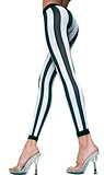 Music Legs Womens Black & White Stripe Leggings Footless Tights