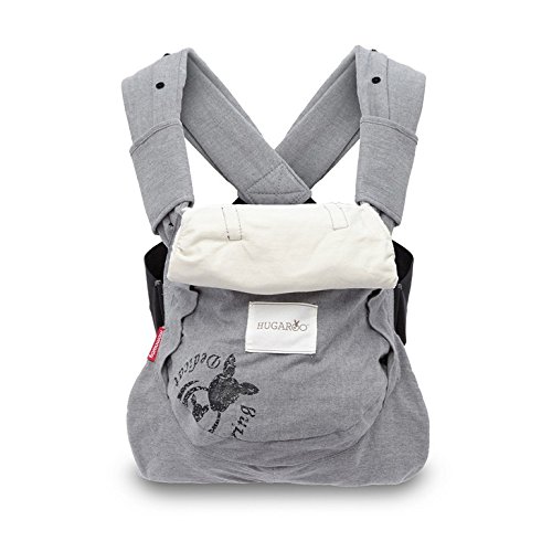 Mamaway Hugaroo Cross Back Temp. Balance Baby/Child Carrier, Extendable Shoulder Strap & Back Lumber Supports, w/Hood Cover, Drool Teeth Pad, All Carry Positions, Newborn to Toddler-Light Grey