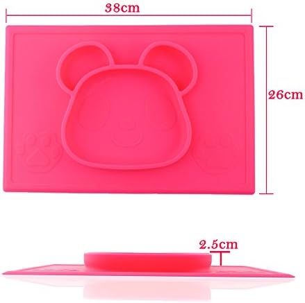 Eoozon Panda Silicone Baby Placemat Plate, BPA Free, One Piece (Hot Pink)