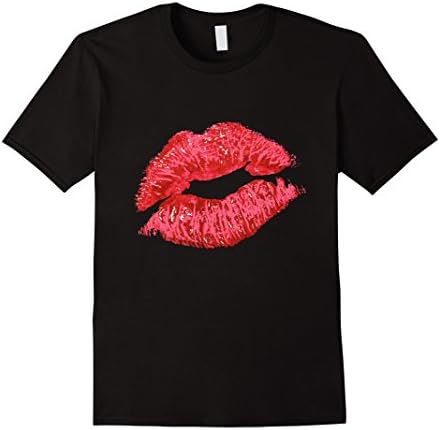 Mens Sexy Lips Red Lipstick Kiss T-Shirt 2XL Black