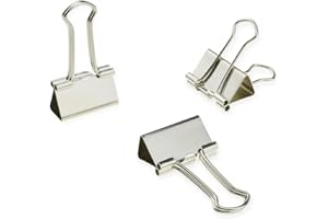 HAHIYO Binder Clips Paper Clamps Spring Steel Sturdy Medium 1.26 inches Width 0.39 Inch Capacity No Sharp Edges Heavy Duty Tight Grip Reusable Silver Metal Bright Finish for Home Office School 13 Pack