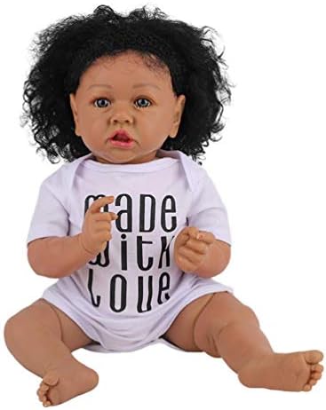 23インチ58cmブラックアフリカンベイビードールシリコンリボーンハンドメイドドールリアルな新生児ドールガールズバースデーチャーストマスギフトベビードール 評判 アクセサリー