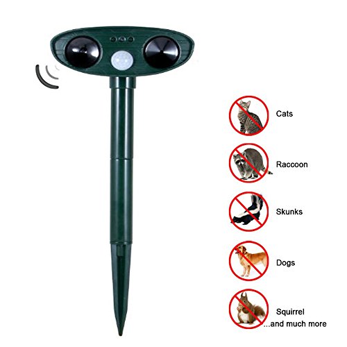 TOAO Farm Garden Powerful Solar Battery Powered Ultrasonic Outdoor Animal & Pest RepellerÂ Cat Dog Fox Deer Rodent Repellent with PIR Sensor