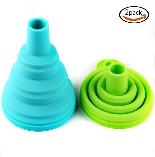 Lingdun 2pcs Multi-Purpose Mini Silicone Collapsible Funnel, Funnel food, Foldable Funnel for Liquid Transfer 100% Food Grade Silicone Folding Funnel Random Delivery