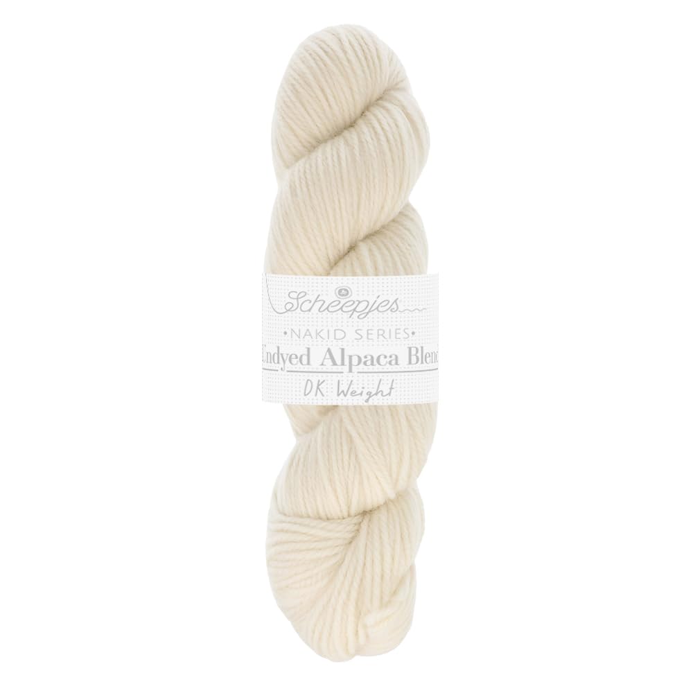 Scheepjes - Scheepjes Nakid Series Basolan 004 White (210m) Undyed Alpaca Blend DK Weight Wool Yarn - 1 Piece