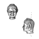 Fine Silver Plated Pewter Buddha Head Beads 13.5mm (2)