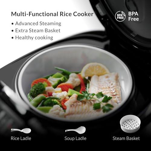 Feller Germany RC33 Digital Rice Cooker 3L (1L Rice Capacity) – 11-in-1 Multi Cooker, LED Display, Steamer, Timer & Non-Stick Pot – Electric Cooker (Black)