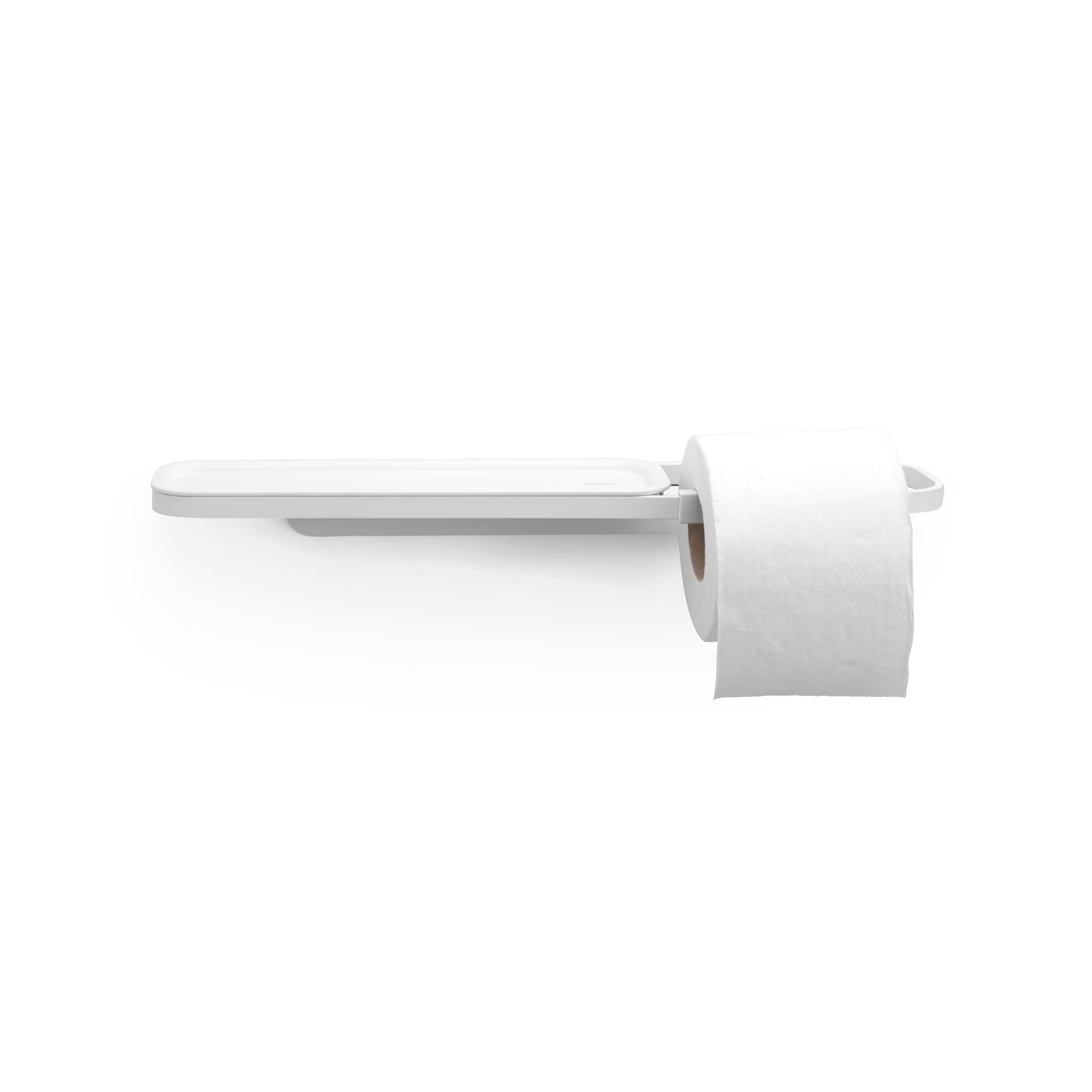 Brabantia - Mindset Toilet Roll Holder with Shelf - Fits All Regular Roll Sizes - Wall-Mounted - Corrosion Resistant - Bathroom Accessory - Fixing Materials Included - Fresh White - 4.5 x 9 x 42 cm — image 1
