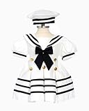 Classykidzshop White Girl Sailor Dress with Navy Blue Strip
