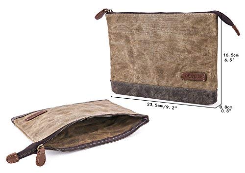 Gootium Waxed Canvas Zipper Pouch - Water Resistant Storage Holder Accessories Organizer (Pack of 2)