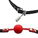 iEFiEL PU Leather Paly Buckle Belt Silicon Mouth Ball Open Breathable Mouth Gag For Men Woman (Red With Locks)
