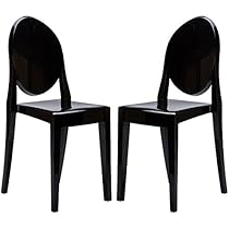 Poly and Bark Victoria Ghost Style Side Chair (Set of 2), Black