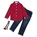 Efaster 1Set Kids Toddler Boys Handsome Red Shirt+Braces Trousers Clothes Outfits