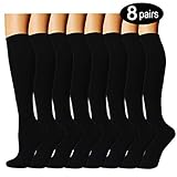 8 Pairs Compression Socks Women & Men -Best Medical,Nursing,Travel & Flight Socks-Running & Fitness-15-20mmHg