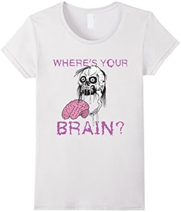 Womens Where's your brain Zombie T shirt Medium White