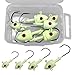 thkfish Fishing Jigs Fishing Jigs Head Glow Fishing Lures Attractive Luminous Glow Lead Fishing Jig Heads Bass Salmon Trout Fishing Glow Jigs 10Pcs 10g(3/8oz)