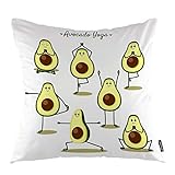 oFloral Avocado Throw Pillow Covers Cartoon Avocado Doing Yoga Poses and Fruits Decorative Square Pillow Case 18"X18" Pillowcase Home Decor for for Sofa Bedroom Livingroom