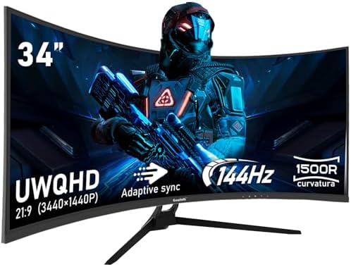 Gawfolk Gaming Monitor 34 Inch Ultrawide Curved Computer Monitors 1500R ...