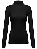 FPT Womens Stretchy Slim Fit Ribbed Long Sleeve Turtleneck