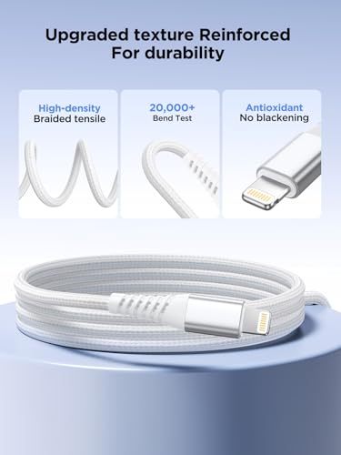 Aioneus Lightning Cable [2Pack 2M], iPhone Charger Cable MFi Certified USB A to Lightning Cord Nylon Braided iPhone Cable Compatible with iPhone 14 13 12 11 Pro Max Mini XS XR X 8 7 6 5, iPad