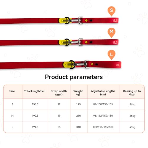Waterproof Dog Leash, Double Ended Heavy Duty Dog Leash, PVC Coated Nylon Leash, Easy to Clean, 3 Lengths or 2 Puppies (Navy Blue, M)
