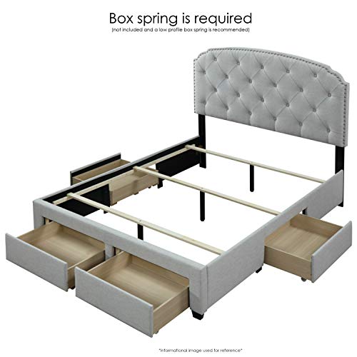 DG Casa Argo Upholstered Panel Bed Frame with Storage Drawers and